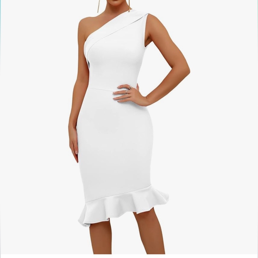 🎉🎉HP🎉🎉  One-Shoulder Fishtail Bandage Dress - Picture 9 of 11